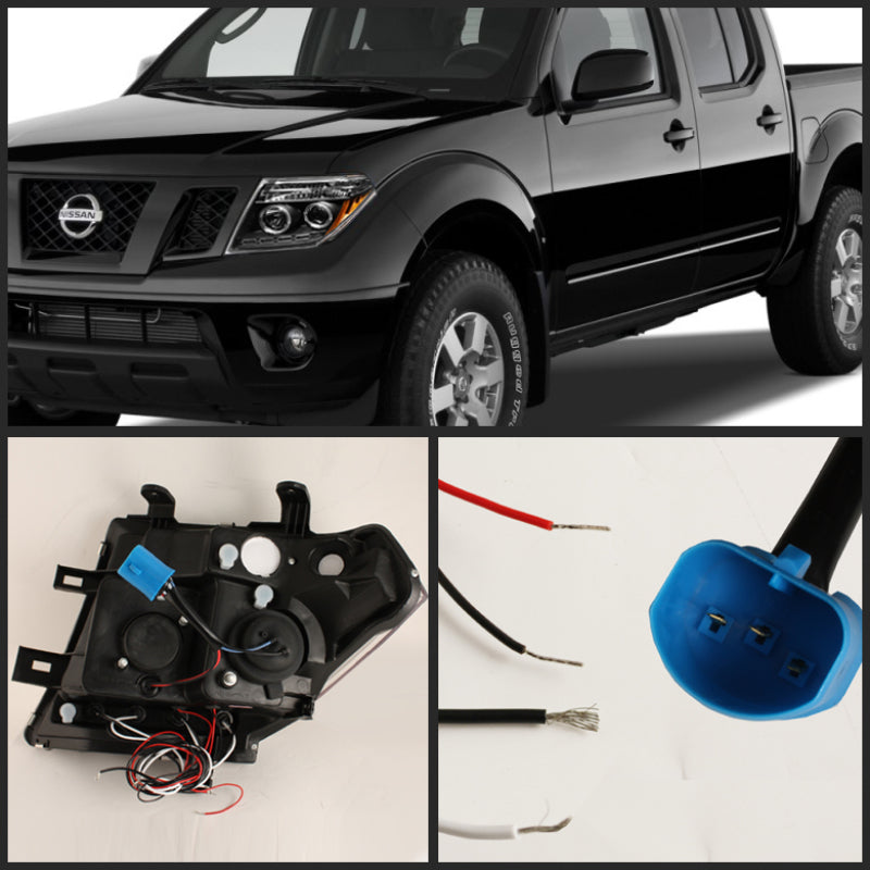 Spyder Nissan Frontier 05-08 Projector Headlights LED Halo LED Blk PRO-YD-NF05-HL-BK SPYDER Headlights  AXOPROS