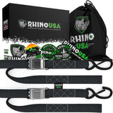 Rhino USA Cambuckle Motorcycle Tiedown Straps 2-Pack (Black) 1.5In X 8Ft Rhino USA Cargo Tie-Downs  AXOPROS