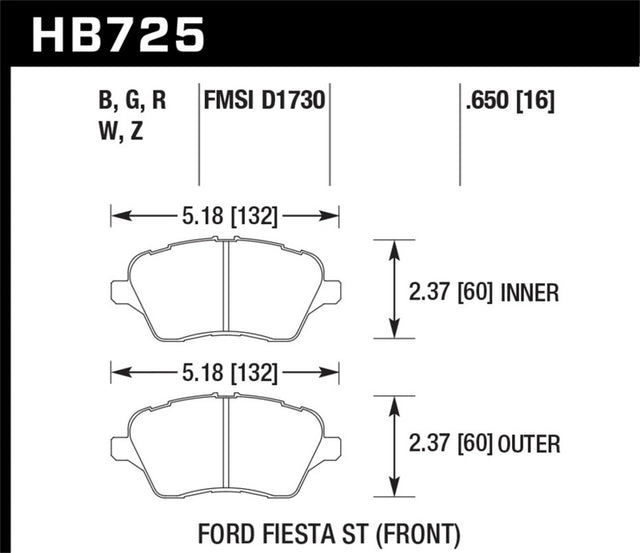 Hawk 2014 Ford Fiesta ST HPS 5.0 Front Brake Pads Hawk Performance Brake Pads - Performance  AXOPROS