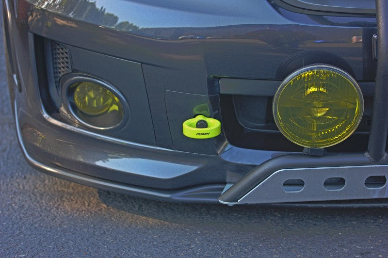 Perrin 08-14 Subaru WRX/STI Tow Hook Kit (Front) - Neon Yellow Perrin Performance Tow Hooks  AXOPROS
