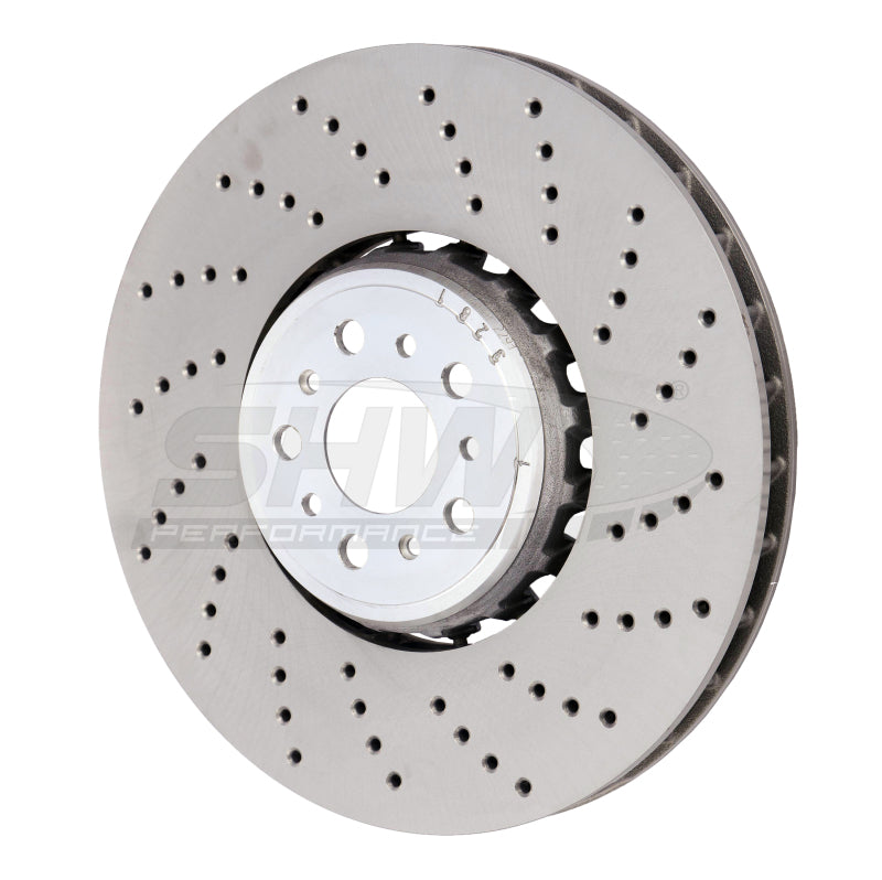 SHW 18-21 BMW M5 4.4L Right Front Cross-Drilled Lightweight Brake Rotor (34117991102) SHW Performance Brake Rotors - Drilled  AXOPROS