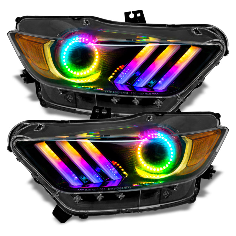 Oracle 15-17 Ford Mustang V6/GT/Shelby Dynamic DRL  w/ Halo Kit - ColorSHIFT - Dynamic ORACLE Lighting Headlights  AXOPROS