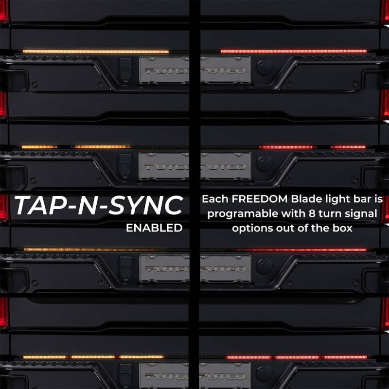 Putco 23-24 Ford SuperDuty F-250/F-350/F-450 60In Freedom Tailgate Bars w/ LED Taillamps Blade Putco Light Tailgate Bar  AXOPROS