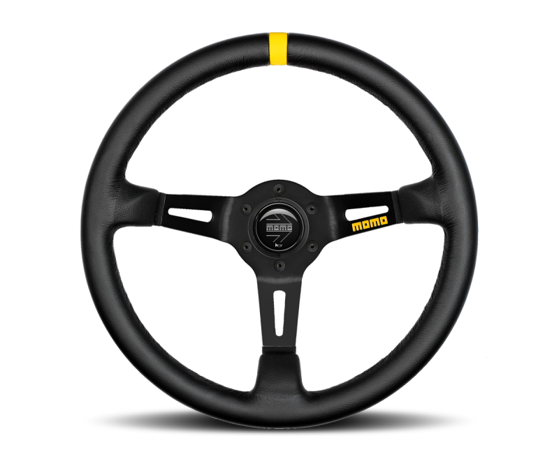 Momo MOD08 Steering Wheel 350 mm -  Black Leather/Black Spokes/1 Stripe MOMO Steering Wheels  AXOPROS