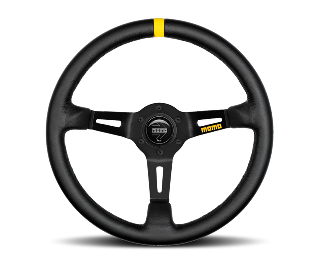 Momo MOD08 Steering Wheel 350 mm -  Black Leather/Black Spokes/1 Stripe MOMO Steering Wheels  AXOPROS
