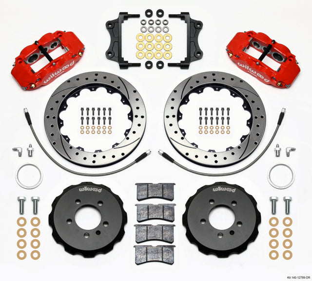 Wilwood Narrow Superlite 6R Front Hat Kit 12.88in Drill Red 06-12 Volkswagen GTI w/ Lines Wilwood Big Brake Kits  AXOPROS