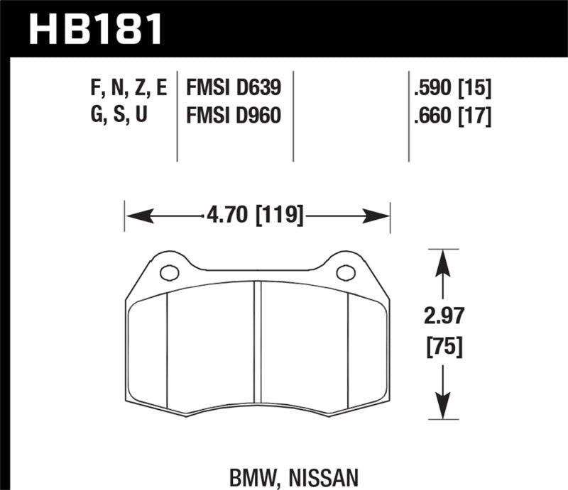 Hawk 94-97 BMW 840CI/850CI HPS Front Street Brake Pads Hawk Performance Brake Pads - Performance  AXOPROS