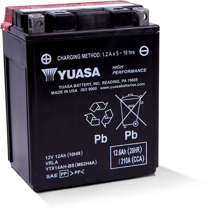 Yuasa YTX14AH-BS High Performance AGM 12-Volt Battery w/Bottle Yuasa Battery Batteries  AXOPROS
