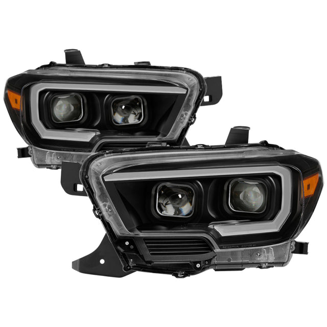 xTune Toyota Tacoma 16-18 DRL Light Bar Projector Headlights - Black PRO-JH-TTA16-LBDRL-BK SPYDER Headlights  AXOPROS