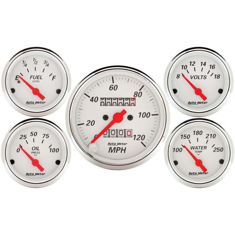Autometer 5 piece Kit (Mech Speed/Elec Oil Press/Water Temp/Volt/Fuel Level) AutoMeter Gauges  AXOPROS