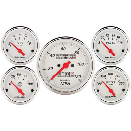 Autometer 5 piece Kit (Mech Speed/Elec Oil Press/Water Temp/Volt/Fuel Level) AutoMeter Gauges  AXOPROS