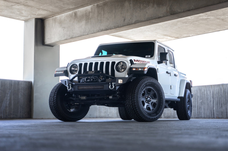 DV8 Offroad 18-23 Jeep Wrangler JL / 20-23 Jeep Gladiator JT FS-7 Mid-Width Winch Front Bumper DV8 Offroad Bumpers - Steel  AXOPROS