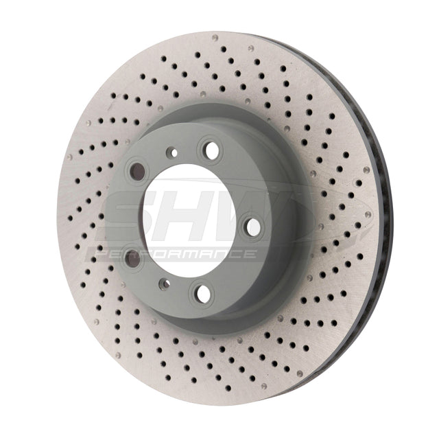 SHW 09-16 Porsche 911 Carrera w/o Ceramic Brakes Right Front Drill-Dimp MB Brake Rotor (99735140201) SHW Performance Brake Rotors - Drilled  AXOPROS