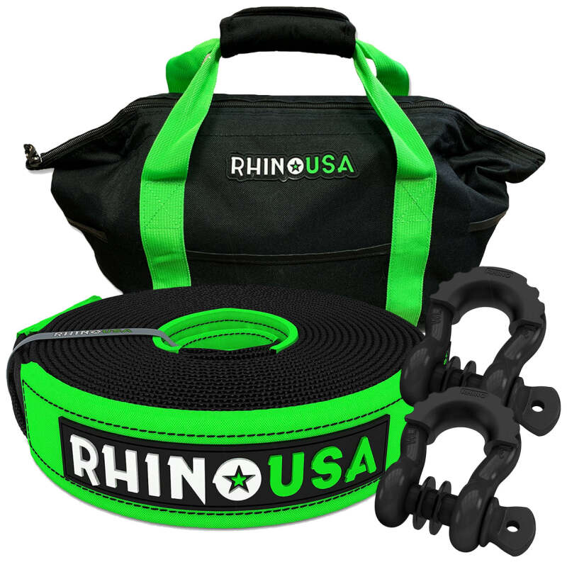 Rhino USA 30Ft Tow Strap/Shackles Combo Rhino USA Shackle Kits  AXOPROS
