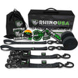 Rhino USA Heavy Duty Ratchet Tie-Downs 2-Pack (Black) 1.6In X 8Ft Rhino USA Cargo Tie-Downs  AXOPROS