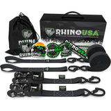 Rhino USA Heavy Duty Ratchet Tie-Downs 2-Pack (Black) 1.6In X 8Ft Rhino USA Cargo Tie-Downs  AXOPROS