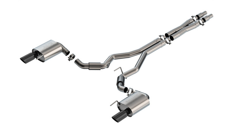 Borla 2024 Ford Mustang GT 5.0L V8 w/o Active Exhaust S-Type Cat-Back Exhaust System - Black Chrome Borla Catback  AXOPROS