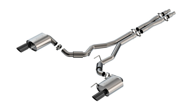Borla 2024 Ford Mustang GT 5.0L V8 w/o Active Exhaust S-Type Cat-Back Exhaust System - Black Chrome Borla Catback  AXOPROS