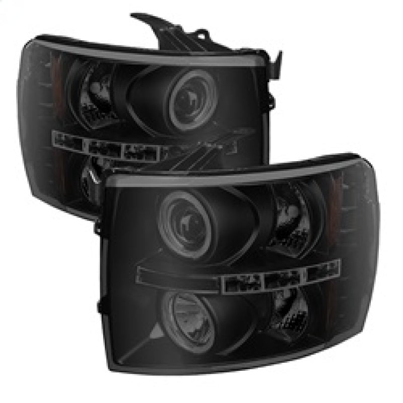 Spyder Chevy Silverado 1500/2500 07-13 Projector Headlights LED Halo LED Blk Smke PRO-YD-CS07-HL-BSM SPYDER Headlights  AXOPROS