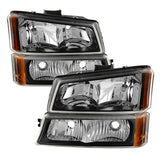 Xtune Chevy Silverado 2500HD 03-06 Crystal Headlights w/ Bumper Lights Black HD-JH-CSIL03-AM-BK-SET SPYDER Headlights  AXOPROS