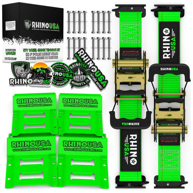 Rhino USA Utv Wheel Chock Tie-Down Kit (2-Wheel Kit) (Green) Rhino USA Cargo Tie-Downs  AXOPROS