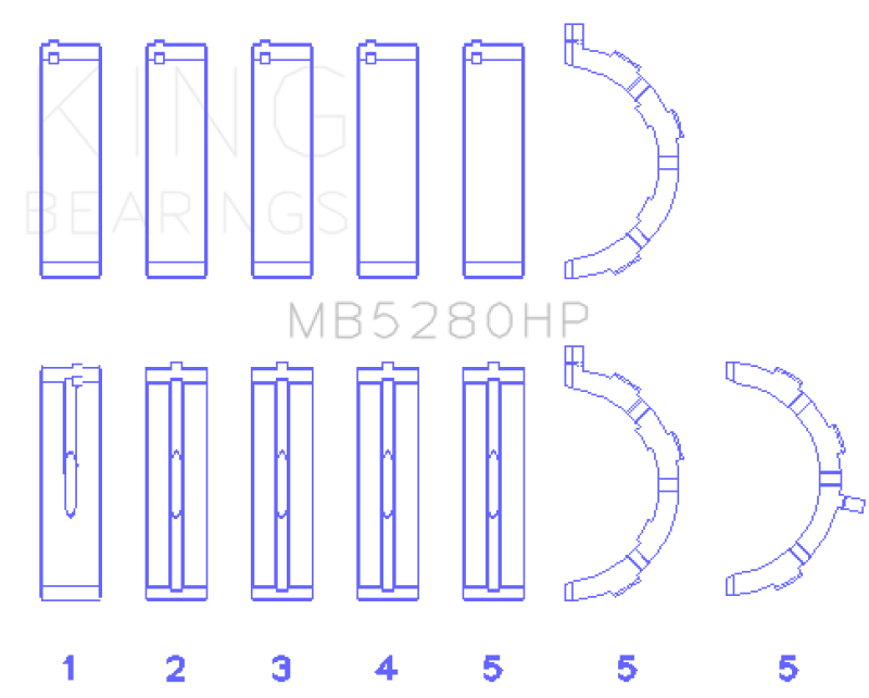 King Ford Prod. V8 4.6L/5.4L Will Not Fit 13-14 GT500 Performance Main Bearing Set - Size STD King Engine Bearings Bearings  AXOPROS