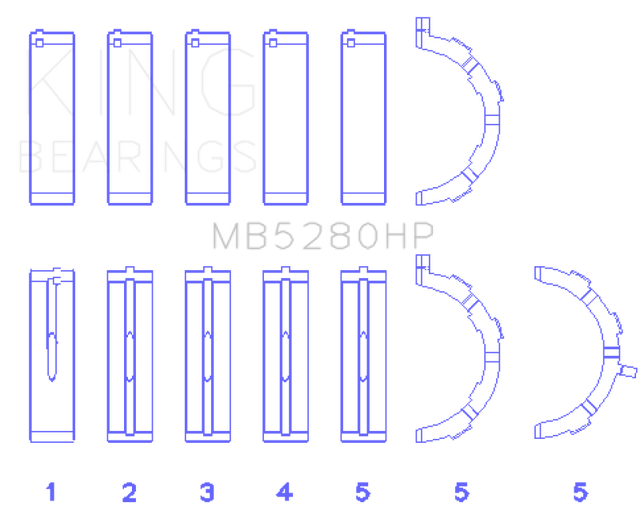 King Ford Prod. V8 4.6L/5.4L Will Not Fit 13-14 GT500 Performance Main Bearing Set - Size STD King Engine Bearings Bearings  AXOPROS
