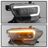 xTune Toyota Tacoma 16-18 DRL Light Bar Projector Headlights - Black PRO-JH-TTA16-LBDRL-BK SPYDER Headlights  AXOPROS