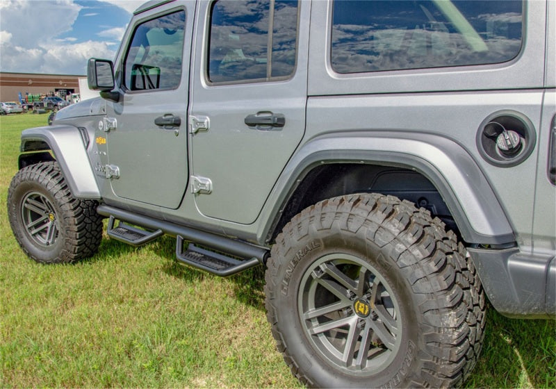 N-Fab Podium LG 2018 Jeep Wrangler JL 4DR SUV - Full Length - Tex. Black - 3in N-Fab Side Steps  AXOPROS