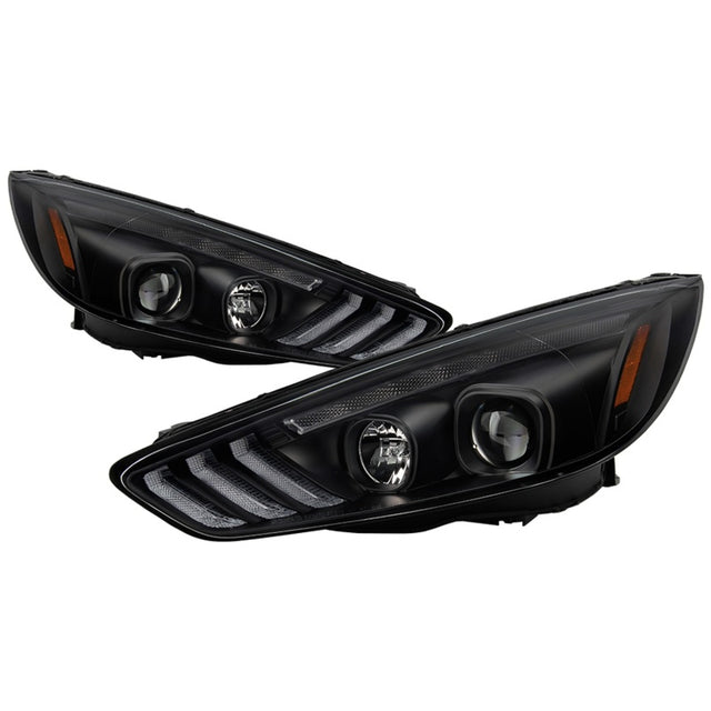 Spyder 15-18 Ford Focus Projector Headlights - Seq Turn Light Bar - Black PRO-YD-FF15-LBSEQ-BK SPYDER Headlights  AXOPROS