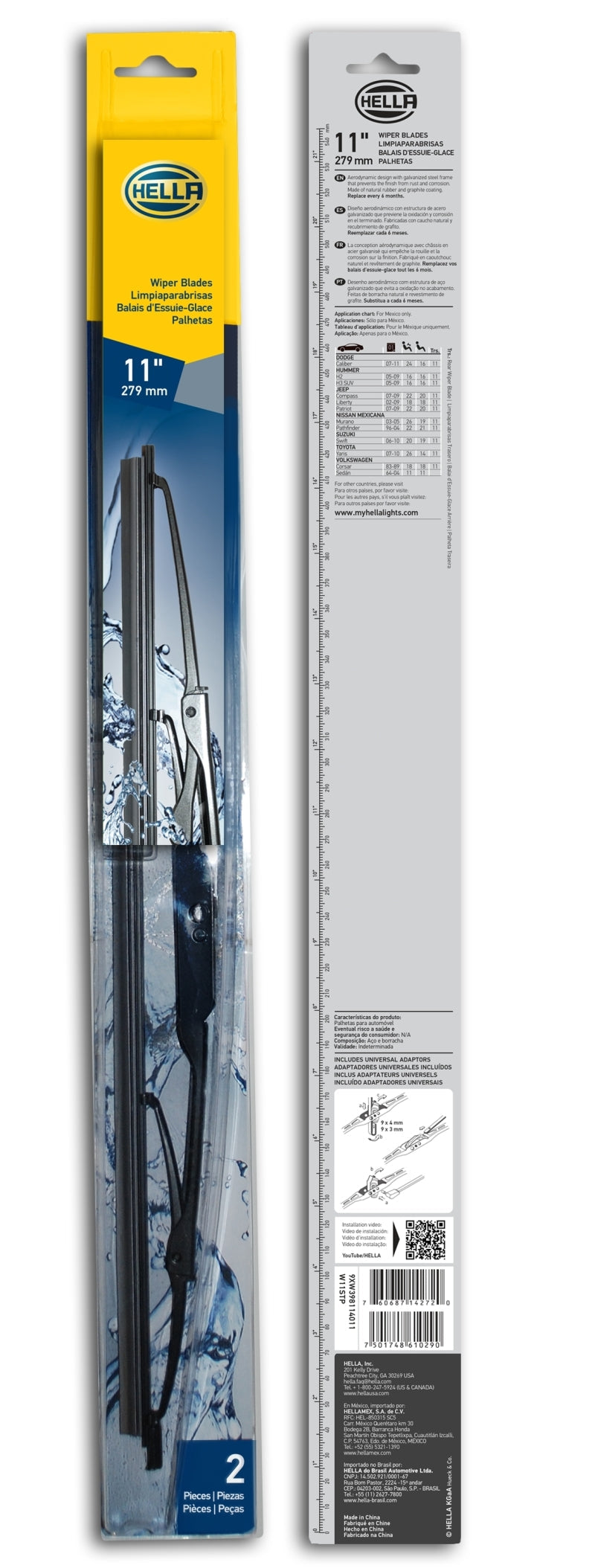 Hella Standard Wiper Blade 11in - Pair Hella Exterior Trim  AXOPROS