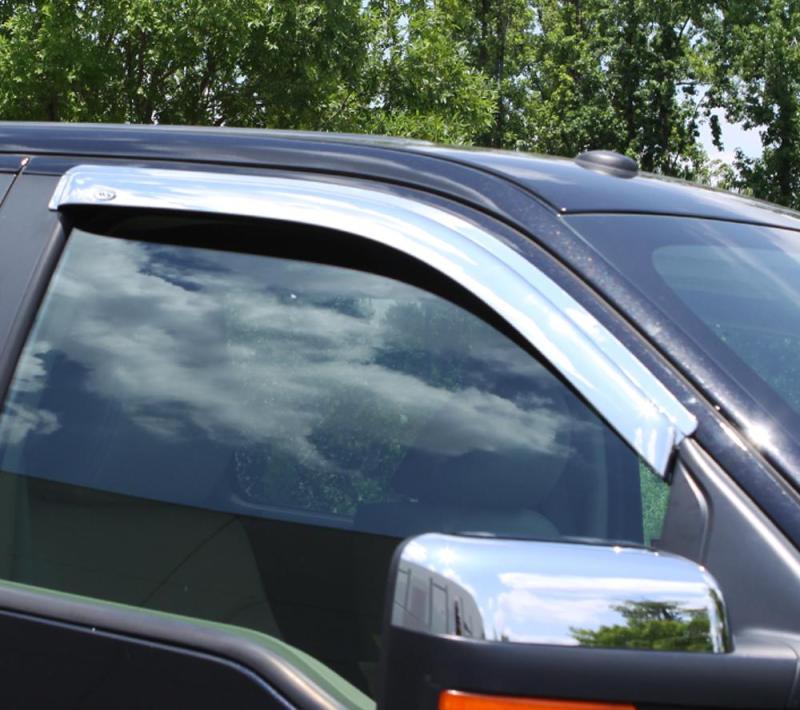 AVS 99-07 Chevy Silverado 1500 Standard Cab Outside Mount Front Window Ventvisor 2pc - Chrome AVS Wind Deflectors  AXOPROS