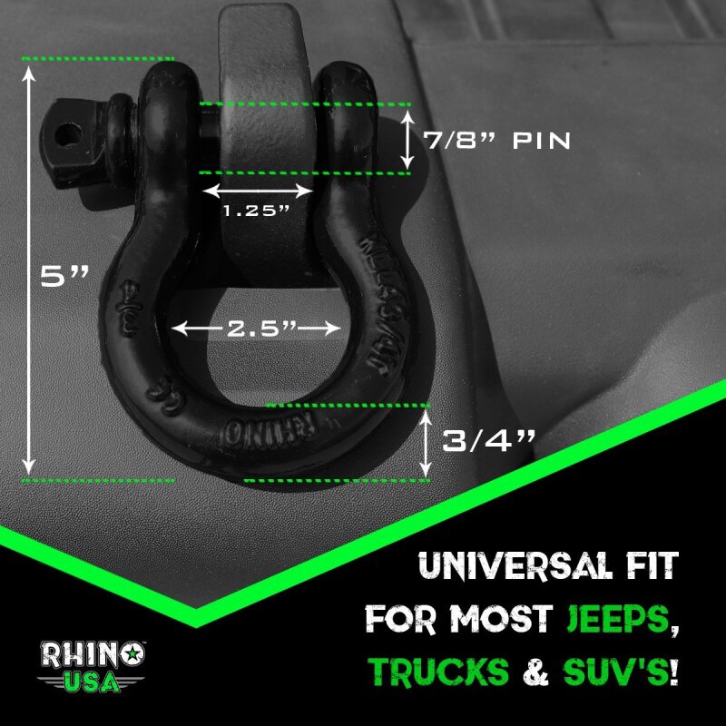 Rhino USA 30Ft Tow Strap/Shackles Combo Rhino USA Shackle Kits  AXOPROS