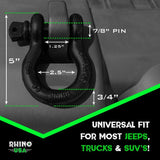 Rhino USA 30Ft Tow Strap/Shackles Combo Rhino USA Shackle Kits  AXOPROS