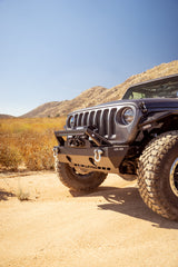 DV8 Offroad 07-23 Jeep Wrangler/Gladiator JT/JK/JL FS-25 Stubby Front Bumper w/Plated Bull Bar DV8 Offroad Bumpers - Steel  AXOPROS