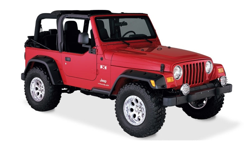 Bushwacker 97-06 Jeep TJ Max Pocket Style Flares 4pc - Black Bushwacker Fender Flares  AXOPROS