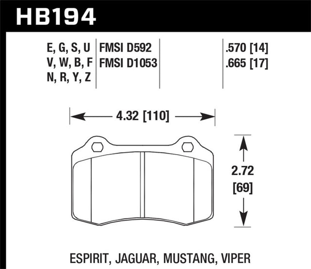Hawk 2010 Camaro SS Performance Ceramic Street Rear Brake Pads Hawk Performance Brake Pads - Performance  AXOPROS