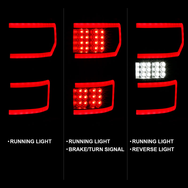 ANZO 18-19 Ford F-150 LED Taillight Black Housing Clear Lens Red Light Bar W/Sequential ANZO Tail Lights  AXOPROS