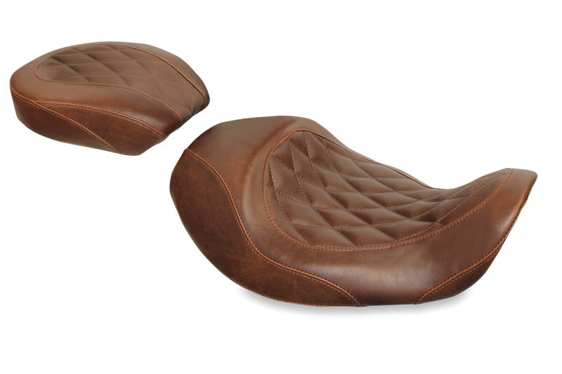 Mustang 06-17 Harley Dyna Wide Tripper Forward Solo Seat Diamond Stitch - Distressed Brown Mustang Motorcycle Solo Motorcycle Seats  AXOPROS