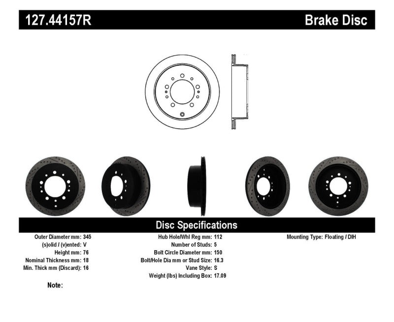 StopTech Slotted & Drilled Sport Brake Rotor Stoptech Brake Rotors - Slot & Drilled  AXOPROS
