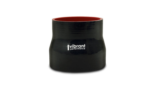 Vibrant 3.5in I.D. x 4.250in I.D. x 4.5in Long 4 Ply Gloss Black Silicone Transition Hose Vibrant Silicone Couplers & Hoses  AXOPROS