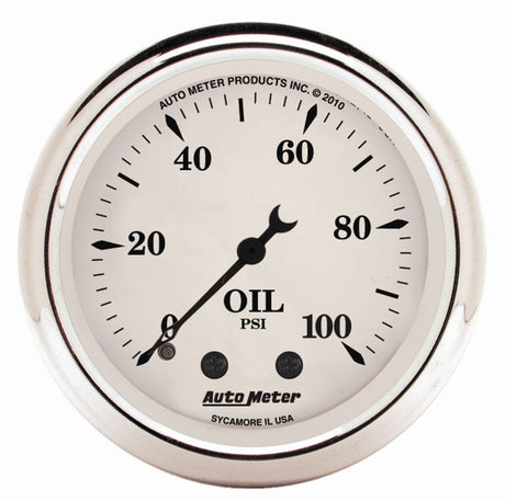 AutoMeter Gauge Oil Press 2-1/16in. 100PSI Mech Old Tyme White AutoMeter Gauges  AXOPROS