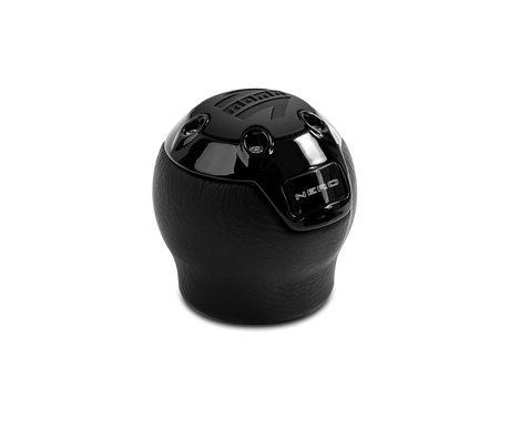 Momo Nero Shift Knob - Black Leather, Black Chrome Insert, with Reverse Lockout MOMO Shift Knobs  AXOPROS