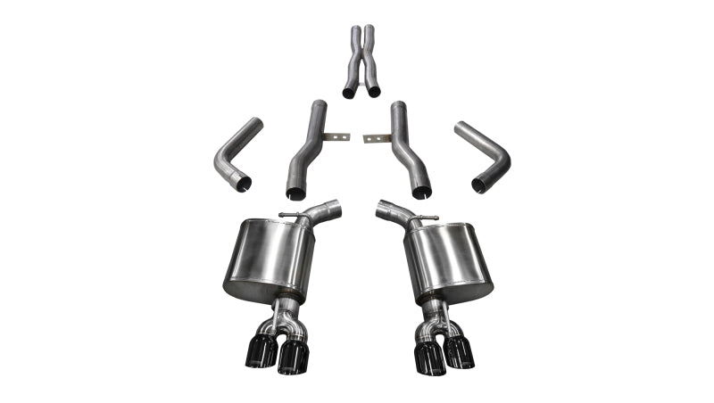 Corsa 2015-2023 Dodge Challenger Hellcat Dual Rear Exit Extreme Exhaust w/ 3.5in Black Tips CORSA Performance Catback  AXOPROS
