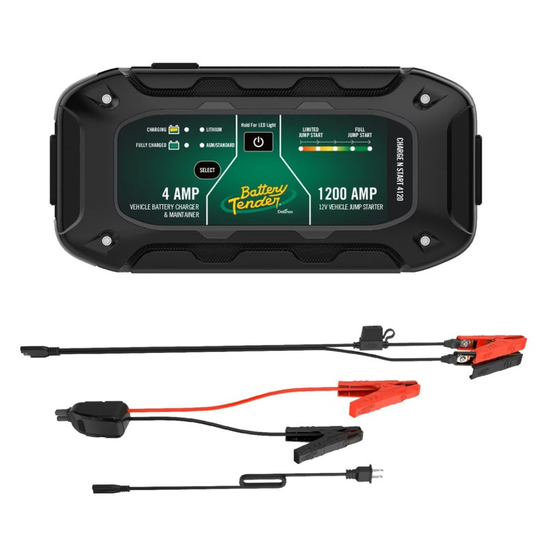 Battery Tender Charge N Start 4120 4A Battery Charger & 1200A Jump Starter Battery Tender Battery Chargers  AXOPROS