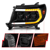 ANZO 05-11 Toyota Tacoma Full LED Proj Headlights White DRL/Init/SeqSig Black - Pair ANZO Headlights  AXOPROS