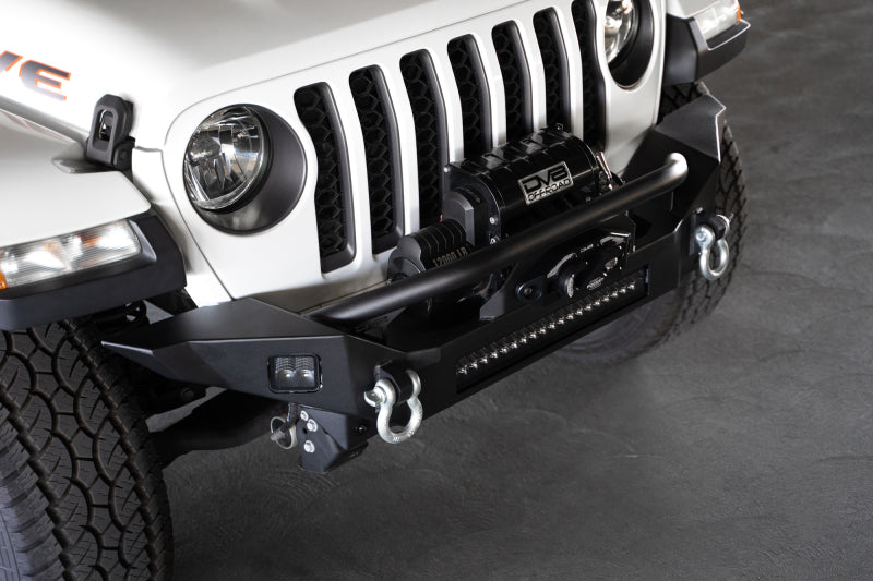 DV8 Offroad 18-23 Jeep Wrangler JL / 20-23 Jeep Gladiator JT FS-7 Mid-Width Winch Front Bumper DV8 Offroad Bumpers - Steel  AXOPROS