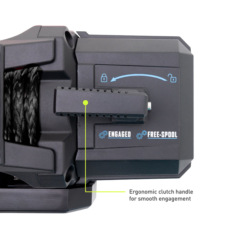Borne Off-Road 10K Winch - Black Synthetic Rope Borne Off-Road Winches  AXOPROS
