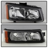 Xtune Chevy Silverado 2500HD 03-06 Crystal Headlights w/ Bumper Lights Black HD-JH-CSIL03-AM-BK-SET SPYDER Headlights  AXOPROS
