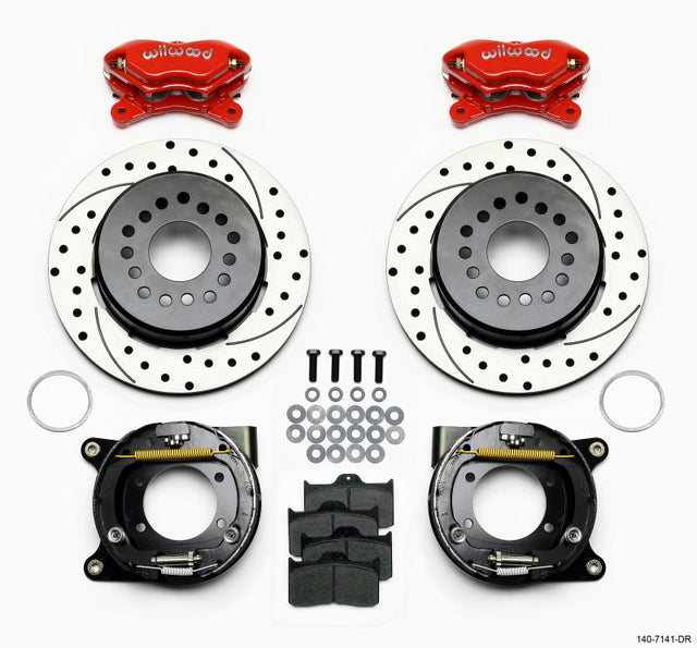 Wilwood Forged Dynalite P/S P-B Kit Drilled-Red Chevy 12 Bolt w/ C-Clips Wilwood Big Brake Kits  AXOPROS